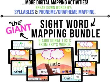 Preview of Sight Word Mapping BUNDLE for Fry Lists 2-10 Boom™ Digital Activities