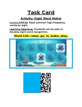 Preview of Digital Sight Word Matching Pairs (Memory Game)