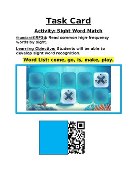 Preview of Digital Sight Word Matching Pairs - Memory Game