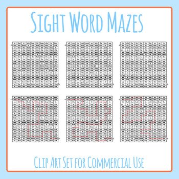 Preview of Sight Word Mazes (the, and, for) - Reading Practice Clip Art  Commercial Use