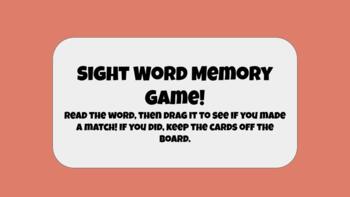 Preview of Sight Word Memory Game- Digital