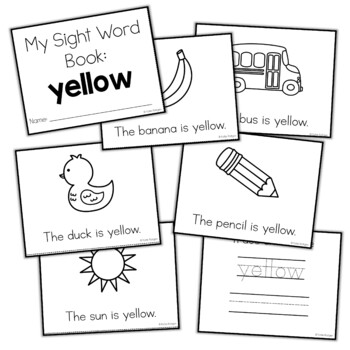 Sight Word Mini Book: Yellow by Katie Roltgen | TPT