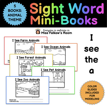 Preview of Sight Word Mini-Books: Animal Theme