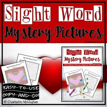 Preview of Sight Word Mystery Pictures | Valentines Mystery Pictures | February