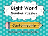 Sight Word Number Puzzles {Customizeable}