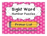 Sight Word Number Puzzles {Primer Dolch Words}