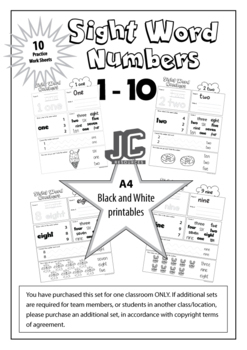 Preview of Sight Word Numbers 1-10 #1