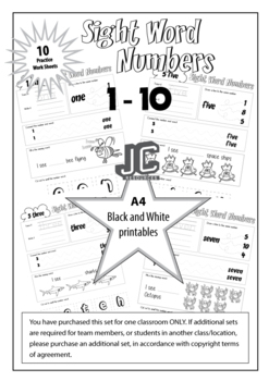 Preview of Sight Word Numbers 1-10 #2