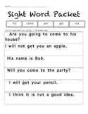 Sight Word Packet 6