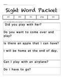 Sight Word Packet 8