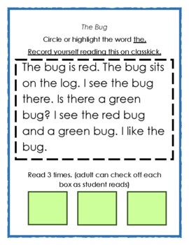 Sight Word Passage Distance Learning(with classkick!) by Amber Tomczak