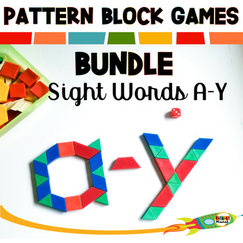 Preview of Sight Word Pattern Block Mats A-Y Bundle | Pattern Blocks | Word Work Activities