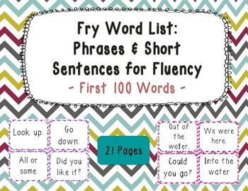 Preview of Sight Word Phrases & Short Sentences for Fluency Cards - First 100