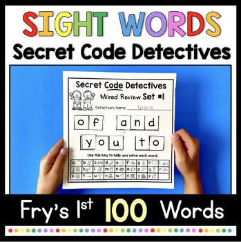 Preview of Kindergarten Sight Word Center Game - Secret Code Sight - Fry's First 100 Words
