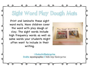 Sight Word Play Dough Mats - Kindergarten Mom