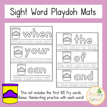 Preview of Sight Word Playdoh Mats with Handwriting (Fry List)