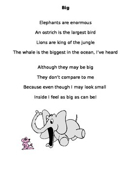 Preview of Sight Word Poem: "Big"