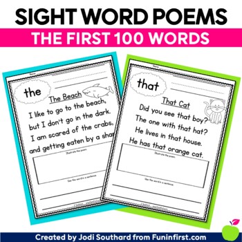 free printable sight word poems for kindergarten