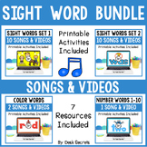 Sight Word Poems / Songs With Videos BUNDLE  With Writing 