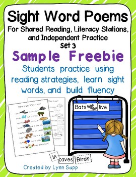 Preview of Sight Word Poems for Shared Reading, Literacy Stations, & Independent Pr