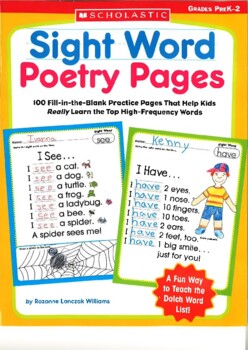 Preview of Sight Word Poetry Pages (grades PreK-2)