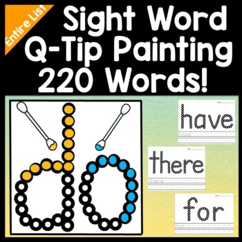 Preview of Sight Word Centers with Q-Tip Painting {220 Pages + Editable Page!}