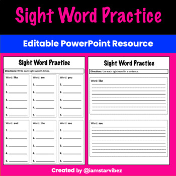 Preview of Sight Word Practice
