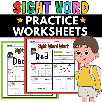 Sight Word Practice Activities Worksheets by Alex Mours Education