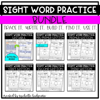 Preview of Sight Word Practice BUNDLE (Trace it. Write it. Build it. Find it. Use it.)