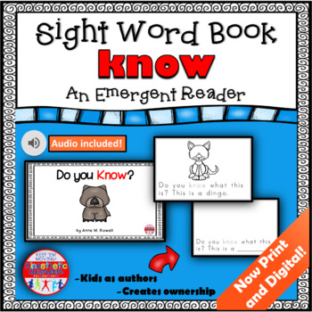 Preview of Sight Word Practice Book for the High Frequency Word KNOW Print and Digital