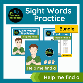 Preview of Sight Word Practice Bundle "HELP ME FIND A" (ASL)