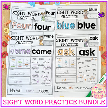 Preview of Sight Word Practice Bundle with Digital Resource | Google Slides