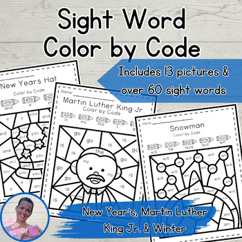Preview of Sight Word Practice Color by Code ~ Winter | Primary Reading Practice