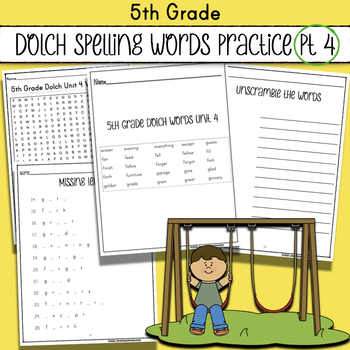 Preview of Sight Word Practice - Dolch List 5th Grade - Unit 4 - Spelling Practice