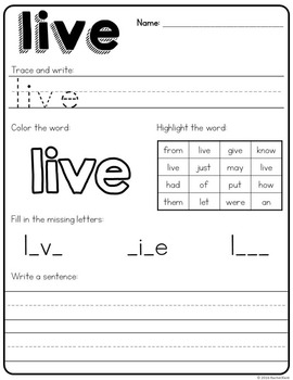 sight word practice first grade by rachel k resources tpt