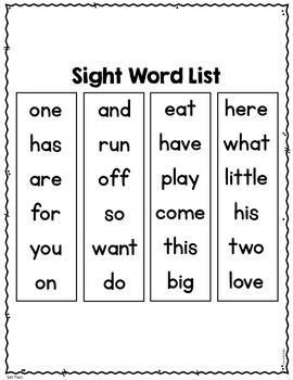 Sight Word Practice Kindergarten Set 2 by Kim's Creations | TpT