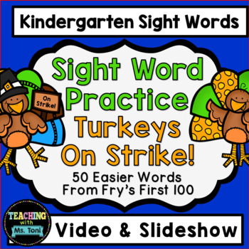 Preview of Sight Word Practice Video, Kindergarten, Thanksgiving