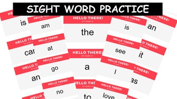 Preview of Sight Word Practice Name Tags Editable