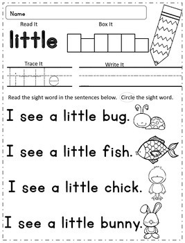 sight word homework ideas kindergarten