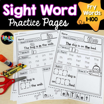 Preview of Sight Word Practice Activity Worksheets for High Frequency Words
