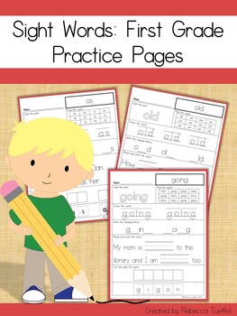 Sight Word Practice Pages: 1st Grade by Rebecca Tueffel | TpT