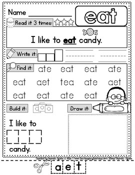 Sight Word Practice Pages: Picture-Supported, DOLCH Primer by Brenda Tejeda