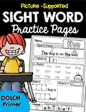 Sight Word Practice Pages: Picture-Supported, DOLCH Primer