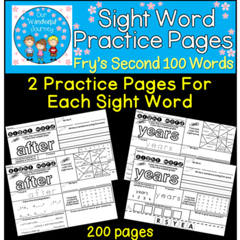 Preview of Second 100 Fry Sight Words Practice Pages