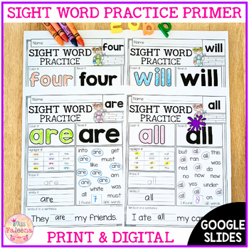 Preview of Sight Word Practice Primer with Digital Resource | Google Slides