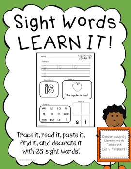 Preview of Sight Word Practice Printables- First 25 sight words Fountas and Pinnell