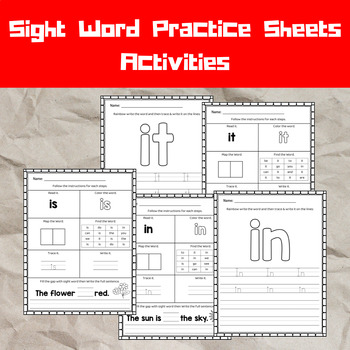 Preview of Sight Word Practice Sheets Activities: Engaging Exercises for Master