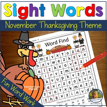 Preview of Sight Word Practice Thanksgiving Fall Spelling Word Search High Frequency Words