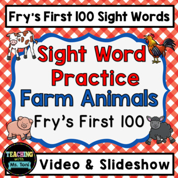 Preview of Sight Word Practice Video, Fry's First 100, Farm Animals