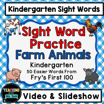 Sight Word Practice Video, Kindergarten, Farm Animals by Teaching with Ms  Toni